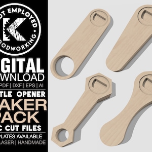 Bottle Opener  | CNC Vector | Beer Opener Insert Hardware| Maker Bundle Pack Files | Bottle Opener Template Digital Files - Svg Dxf Pdf