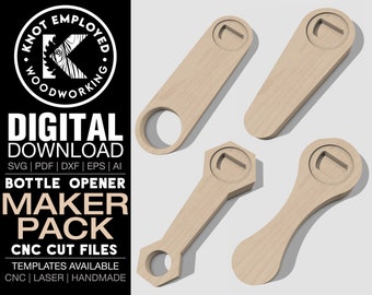 Bottle Opener  | CNC Vector | Beer Opener Insert Hardware| Maker Bundle Pack Files | Bottle Opener Template Digital Files - Svg Dxf Pdf