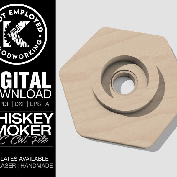 Whiskey Smoker | Cocktail Smoker | Bourbon Smoker | CNC Vector Files | Whiskey Smoker Template Digital Files - Svg Pdf Dxf Eps Ai