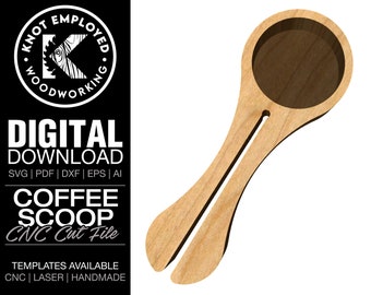 Cuillère à café | Cuillère à café en bois | Cuillère à café personnalisée | Pince à sac | Café Scoop modèle fichiers numériques - Svg Pdf Dxf Eps Ai