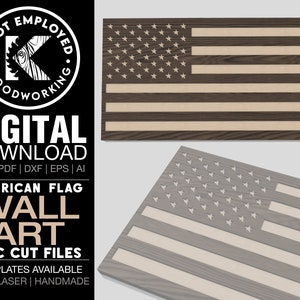 American Wooden Flag | Rustic American Flag | Wall Art Decor | American Flag CNC Digital Files Svg Dxf Ai Eps Pdf