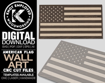 American Wooden Flag | Rustic American Flag | Wall Art Decor | American Flag CNC Digital Files Svg Dxf Ai Eps Pdf