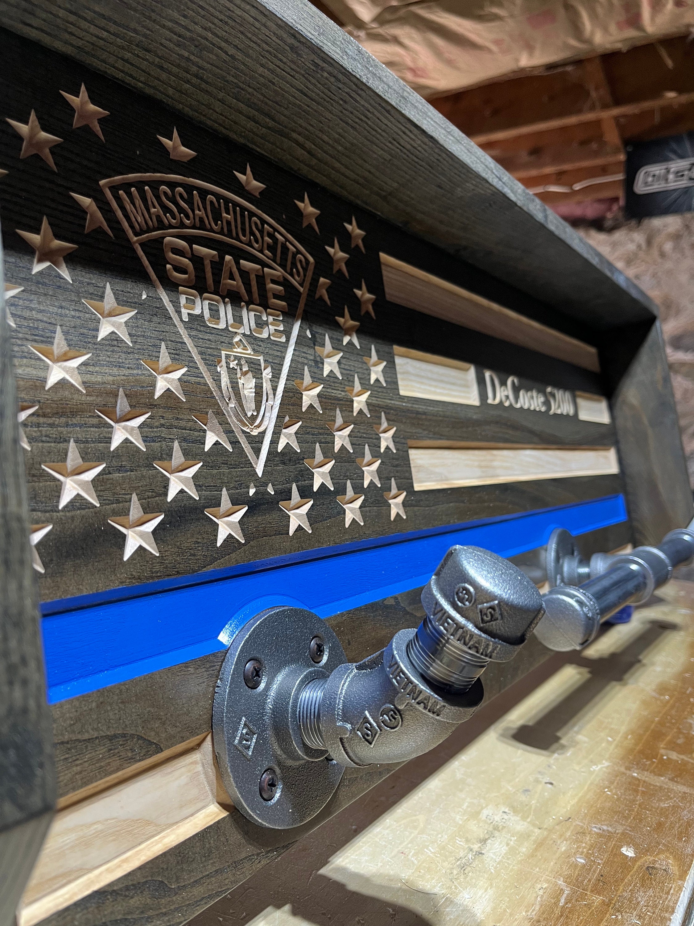 Blue Line Gear Rack Thin Blue Line Gear Rack | Personalized Police Gear Rack | Duty Belt ...