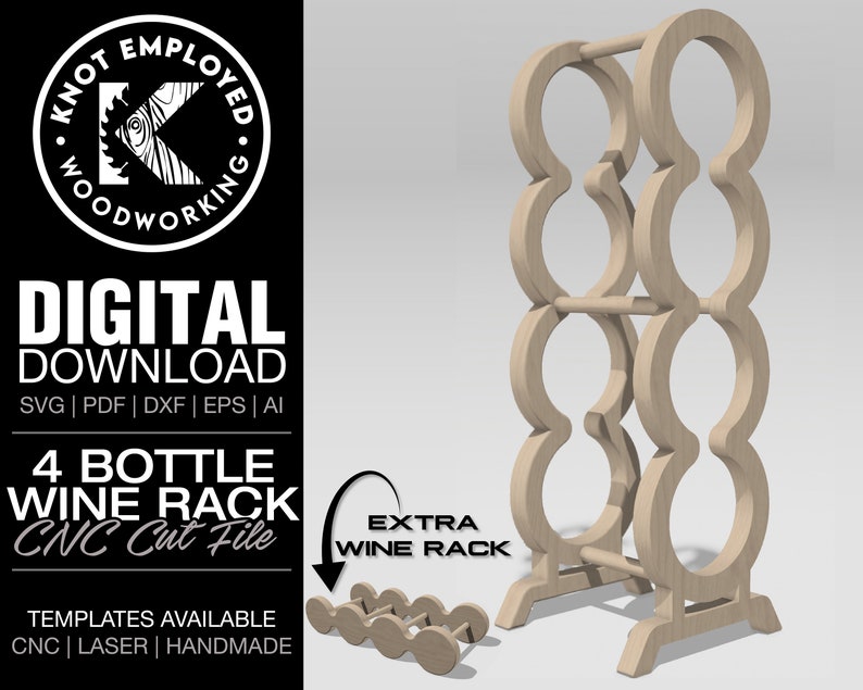 May include: A wooden wine rack with four bottle slots. The rack is made of light brown wood and has a simple, modern design. The rack is shown on a white background. The text "EXTRA WINE RACK" is visible in the image.