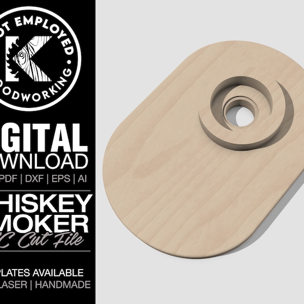 Whiskey Smoker | Cocktail Smoker | Bourbon Smoker | CNC Vector Files | Whiskey Smoker Template Digital Files - Svg Pdf Dxf Eps Ai