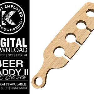 Beer Flight Caddy | Wine Caddy | Beer Flight Board | Beer Paddle | Beer Flight Caddy Template Digital Files - Svg Pdf Dxf Eps Ai