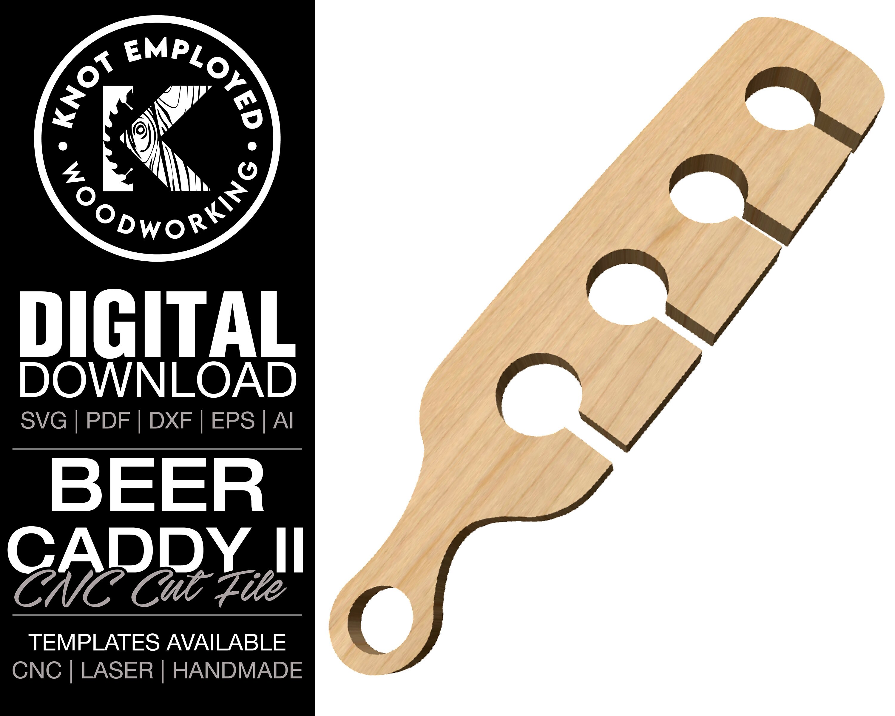 Beer Flight Caddy | Wine Caddy | Beer Flight Board | Beer Paddle | Beer Flight Caddy Template Digital Files - Svg Pdf Dxf Eps Ai