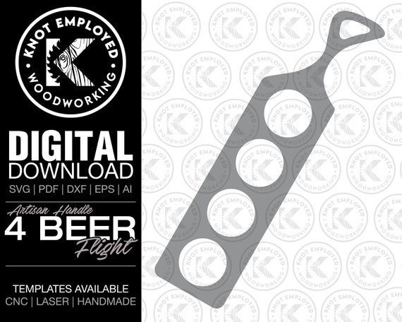 Beer Flight | Custom Beer Flight | Beer Flight Board | Beer Paddle | Beer Gift | Glass Flight Template Digital Files - Svg Pdf Dxf Eps Ai