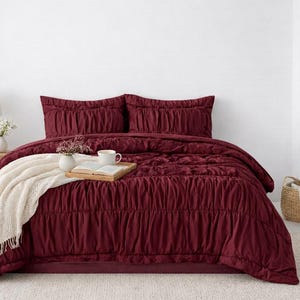 Burgundy Cotton Wrinkle Duvet Cover | Comforter Cover | Duvet Cover Cozy bedding Dorm Bedding Comforter Cover, Bohemian Duvet Cover