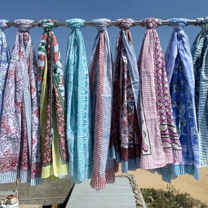Beach Wrap Pareo, Hand Block Printed Cotton Sarong, Long Scarf, Large Sarong, Cover up, Soft Fabric Scarf, Fashion Shawl Beach Sarong,