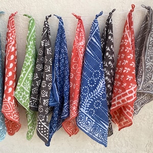 Set of 10 Hand Printed Bandana,neckkerchief,handkerchief,necktie Made ...