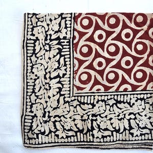 Bandana Scarf Handmade Hand Block Print Bandana in Cream, Pumpkin and Steel - Handmade Organic Cotton Bandana