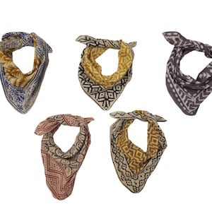 Bandana Set of 5 Organic Cotton Bandana Scarf, Neckerchiefs, Cowboy Bandana, Large Square Cotton Scarf
