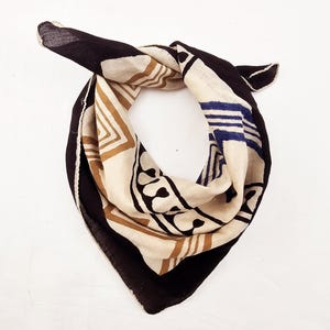 Cotton bandana, square Cotton scarf, men women bandana, brown Cotton neckerchief, square Cotton kerchief, western dog bandana