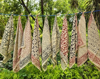 Unique Bulk Bandanas Set of 10 Organic Cotton Bandana Bandana Scarf, Paisley Design Scarf, Vibrant Color, High-Quality