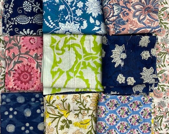 Indian Hand Block Print Scrap, Floral Cotton Fabric, Scraps Bundle, Scrap Pack, Cotton Fabric, Fat Quarter, Cotton Patchers,