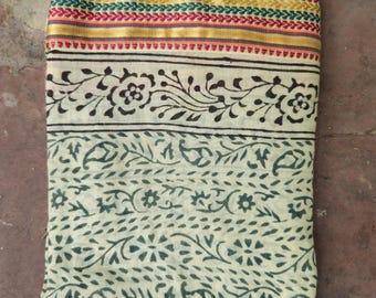 Hand Block Printed Zari Cotton Sarong, Beach Wrap Pareo, Long Scarf, Large Sarong, Cover up, Soft Fabric Scarf, Fashion Shawl Beach Sarong
