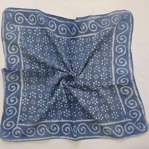 Cotton bandana, square Cotton scarf, men women bandana, Indigo Blue Cotton neckerchief, square Cotton kerchief, western dog bandana,