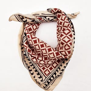 100% Cotton Bandanas, Bohemian Style Cotton Neck Scarf, Boho Soft Cotton Bandana, Cotton Cotton Square Scarf gift handkerchief mud print