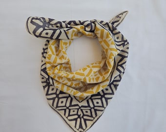 100% Cotton Bandanas, Bohemian Style Cotton Neck Scarf, Boho Soft Cotton Bandana, Cotton Cotton Square Scarf gift handkerchief Block Print