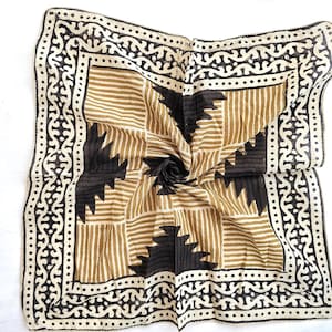 Cotton bandana, square Cotton scarf, men women bandana, brown Cotton neckerchief, square Cotton kerchief, western dog bandana