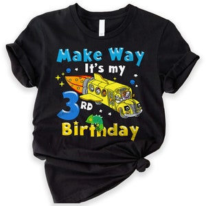 Schulbus Geburtstagsshirt, Räder auf der Busparty, Jungen-Geburtstagsshirt, 3