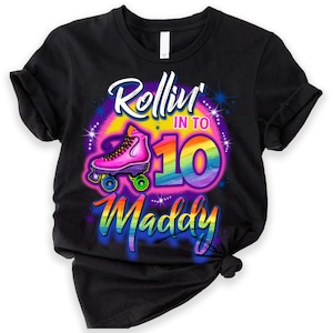 Roller Skate Birthday Shirt, Custom Rolling Into Birthday T-Shirt, Personalized Birthday Gift, Roller Skate Party, Girls Birthday Gift Tees