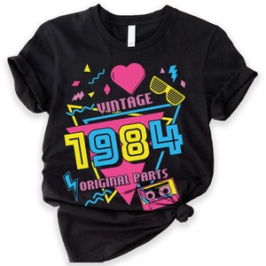 Vintage 1984 Tshirt, 40. Geburtstag T-Shirt 2024 fünfzigsten Geschenkideen, Männer Frauen Tshirt, 1984 Geburtstags-Shirt, Kundenspezifisches Geburtstags-T-Stück, 2024-T-Stück