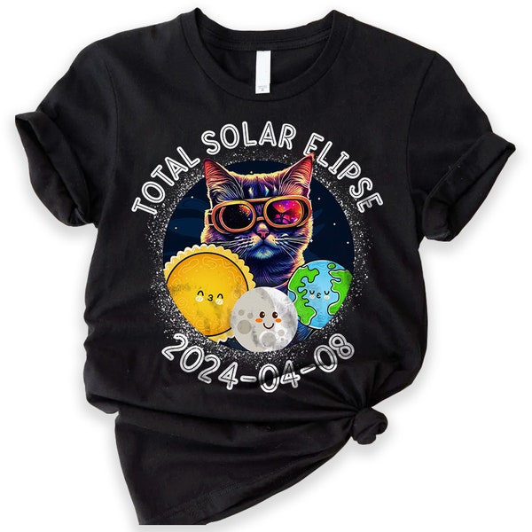 Cat Total Solar Eclipse 2024 Shirt, America Totality 04.08.24 Shirt, Moon Astronomy Shirt, Solar Eclipse Souvenir Gift For Cat Lover