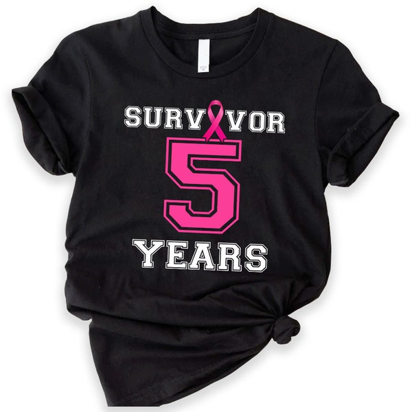 Breast Cancerversary 5 Years Free Customizable Shirt, Custom Breast Cancer-Free Gift, Breast Cancer Warrior, Survivor Anniversary Shirt