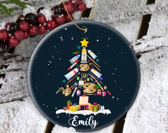 Personalized  Artist Christmas Ornament, Christmas Art Lover Gift, Art Teacher Christmas Ornament, Artist Christmas Tree Gift, Custom Name