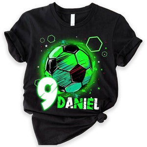 Camisa de aniversário de futebol, camisa de futebol personalizada, camisa de futebol personalizada, camisas de festa de família personalizadas de futebol, camisa com nome e tema de futebol