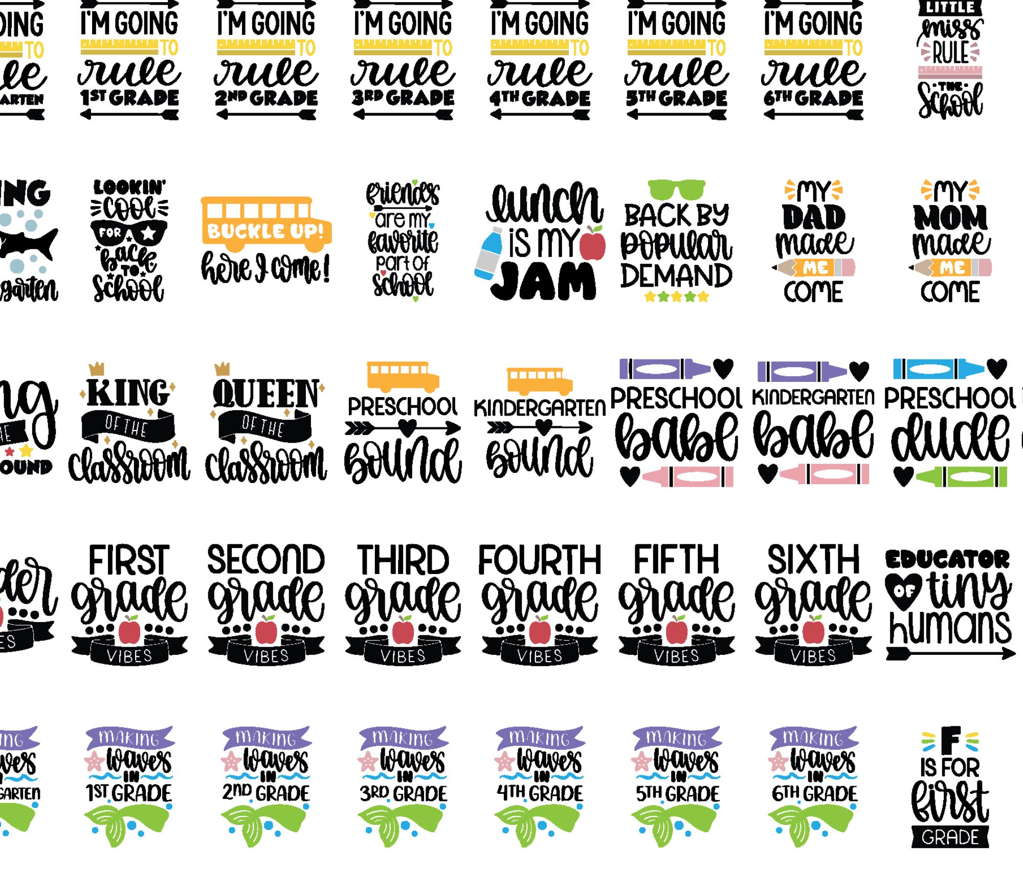 Back to School SVG DXF & EPS Bundle First Day of School - Etsy