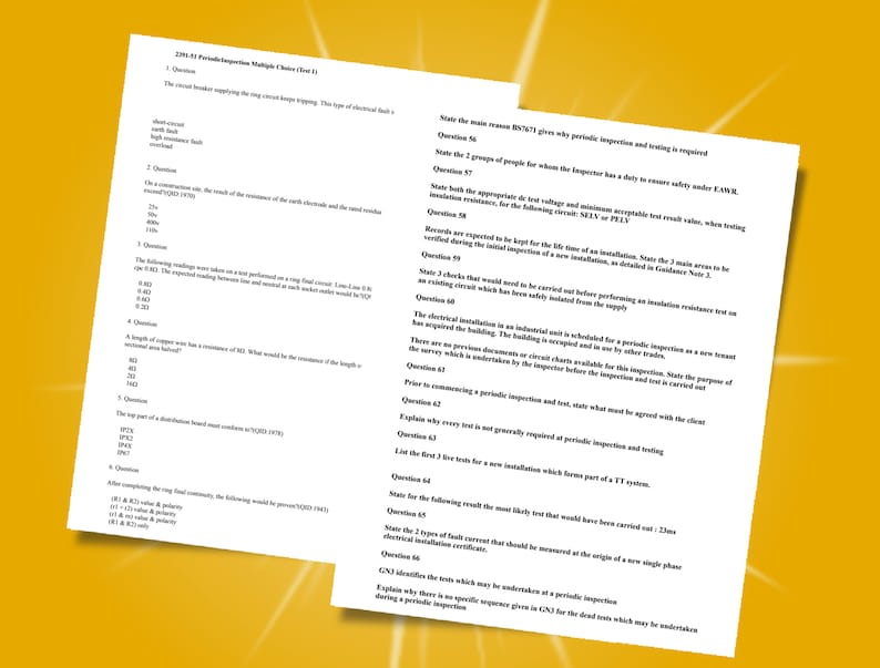 NVQ Level 3 Electrical 239152 Inspection & Testing Exam Question and