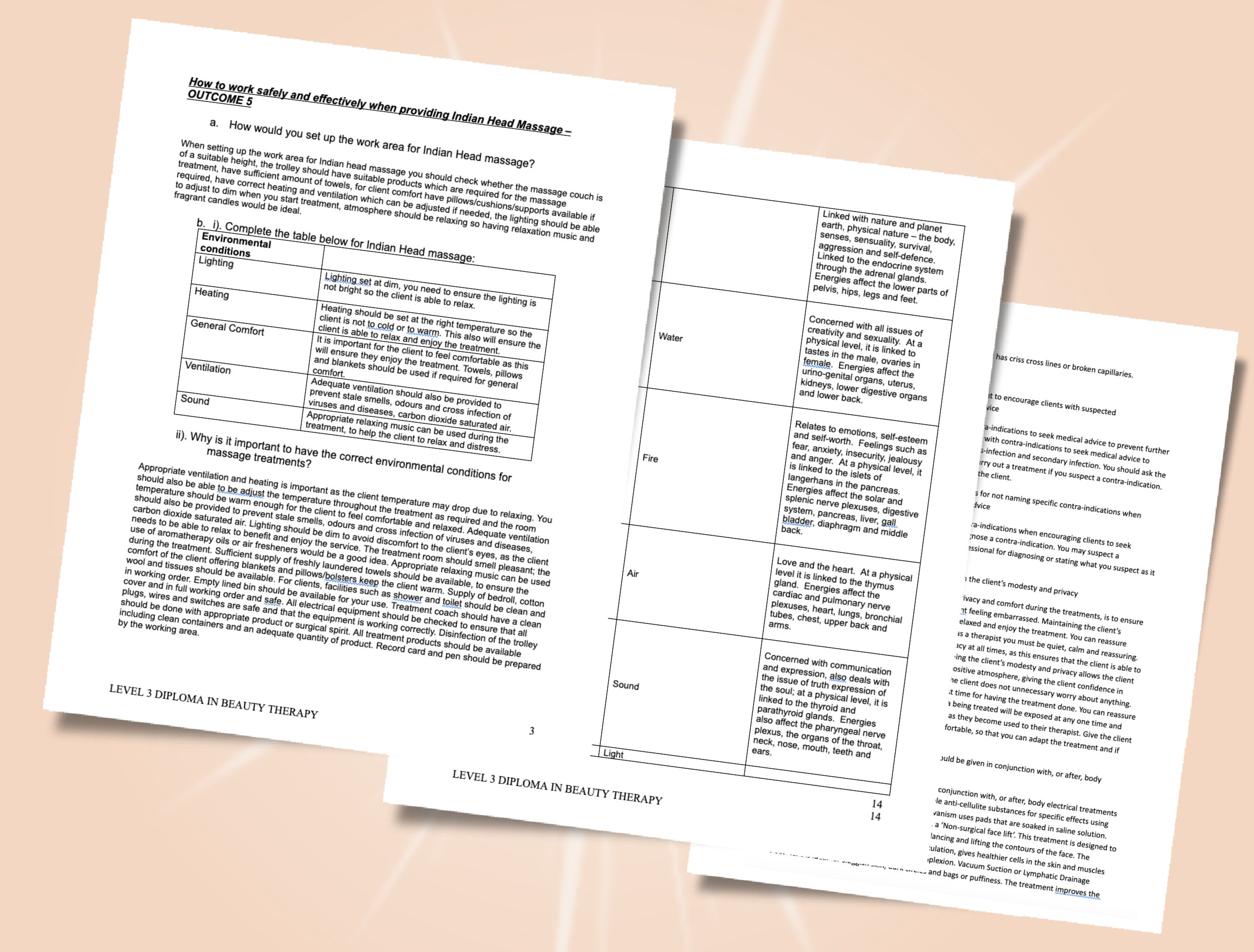 NVQ Level 3 Diploma VTCT Beauty Therapy Treatments Assignment ...