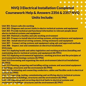 Op de afbeelding: Een gele achtergrond met witte stippen toont een lijst met eenheden voor een NVQ 3-cursus voor elektrische installaties. De eenheden zijn genummerd en bevatten beschrijvingen van de vaardigheden en kennis die voor elke eenheid vereist zijn. De cursus is bedoeld voor mensen die als elektriciens in het Verenigd Koninkrijk willen werken.