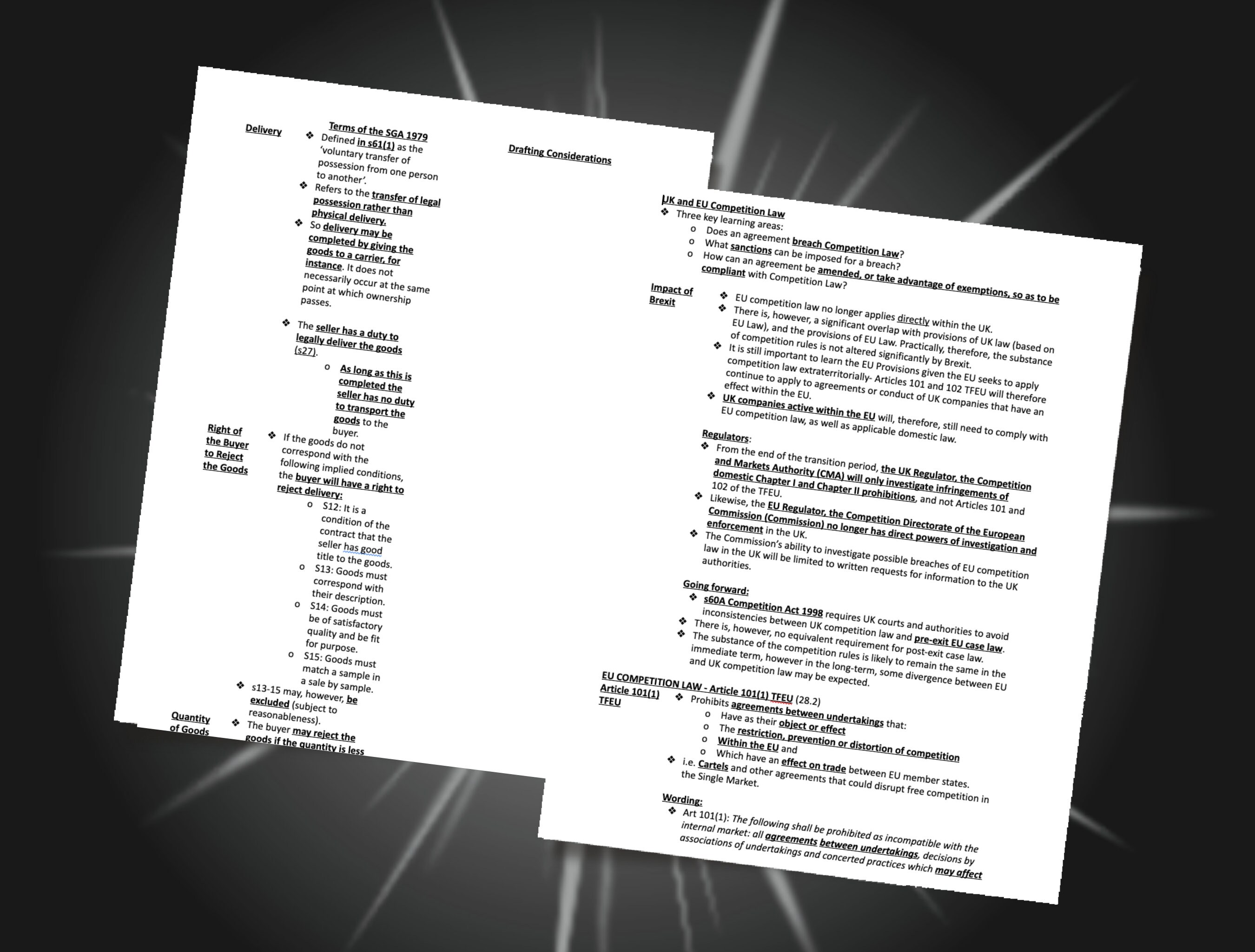 LPC Notes Law Commercial Law Distinction in PDF University of Law Legal ...