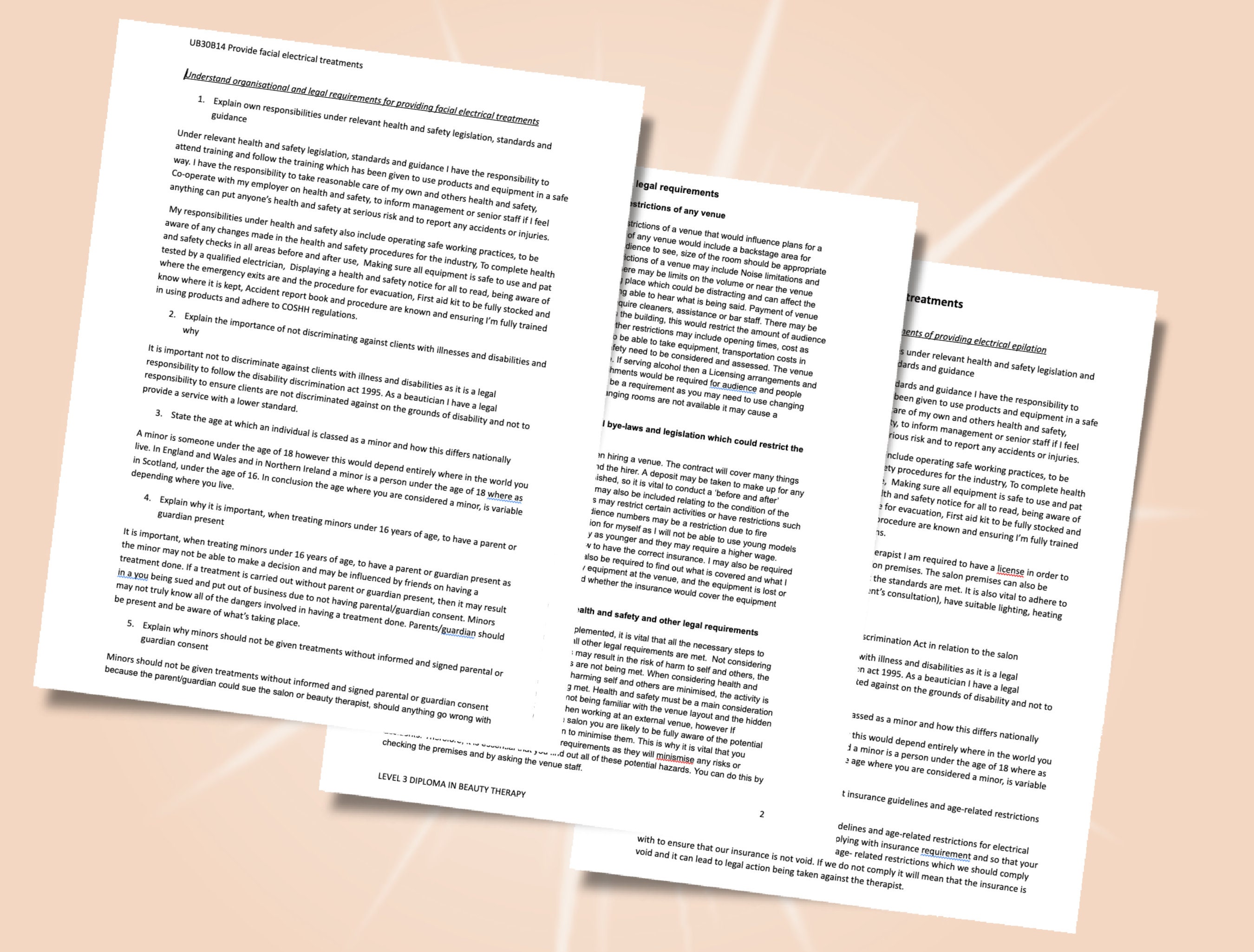 NVQ Level 3 Diploma VTCT Beauty Therapy Treatments Assignment ...