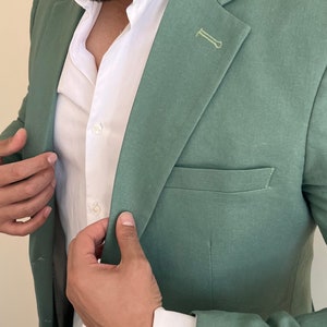 US UK Sage Green Linen Men’s 3 Piece Suit - Etsy