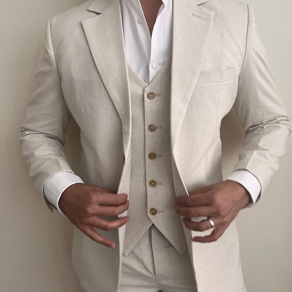 Linen Suit Men Etsy