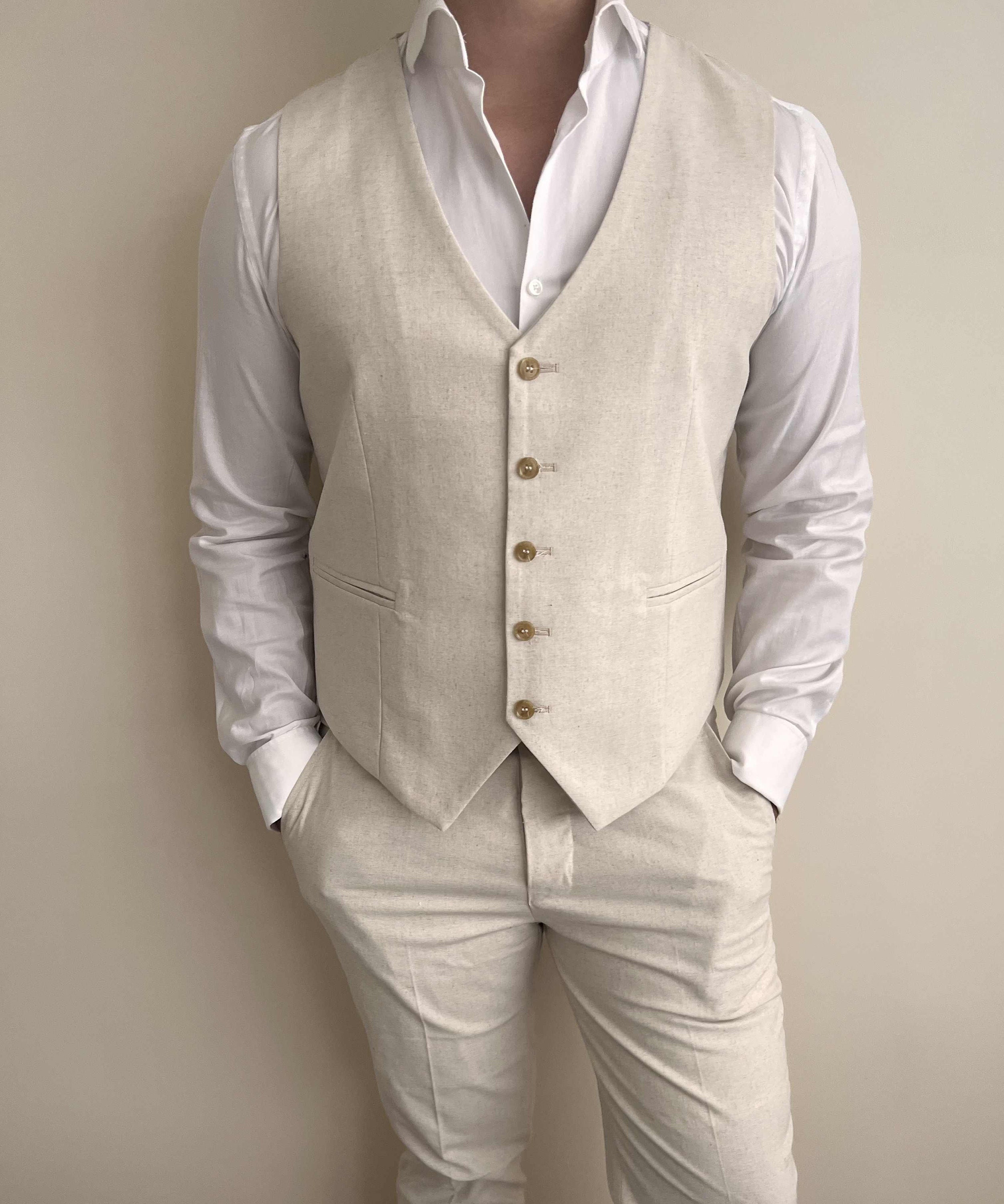 Cream waistcoat and best sale trousers