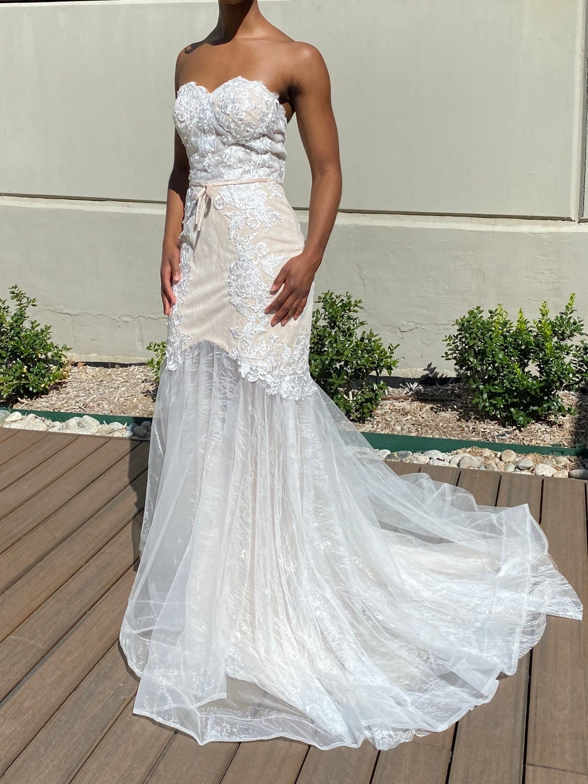 Sweetheart Strapless Beach Wedding Dress - Etsy