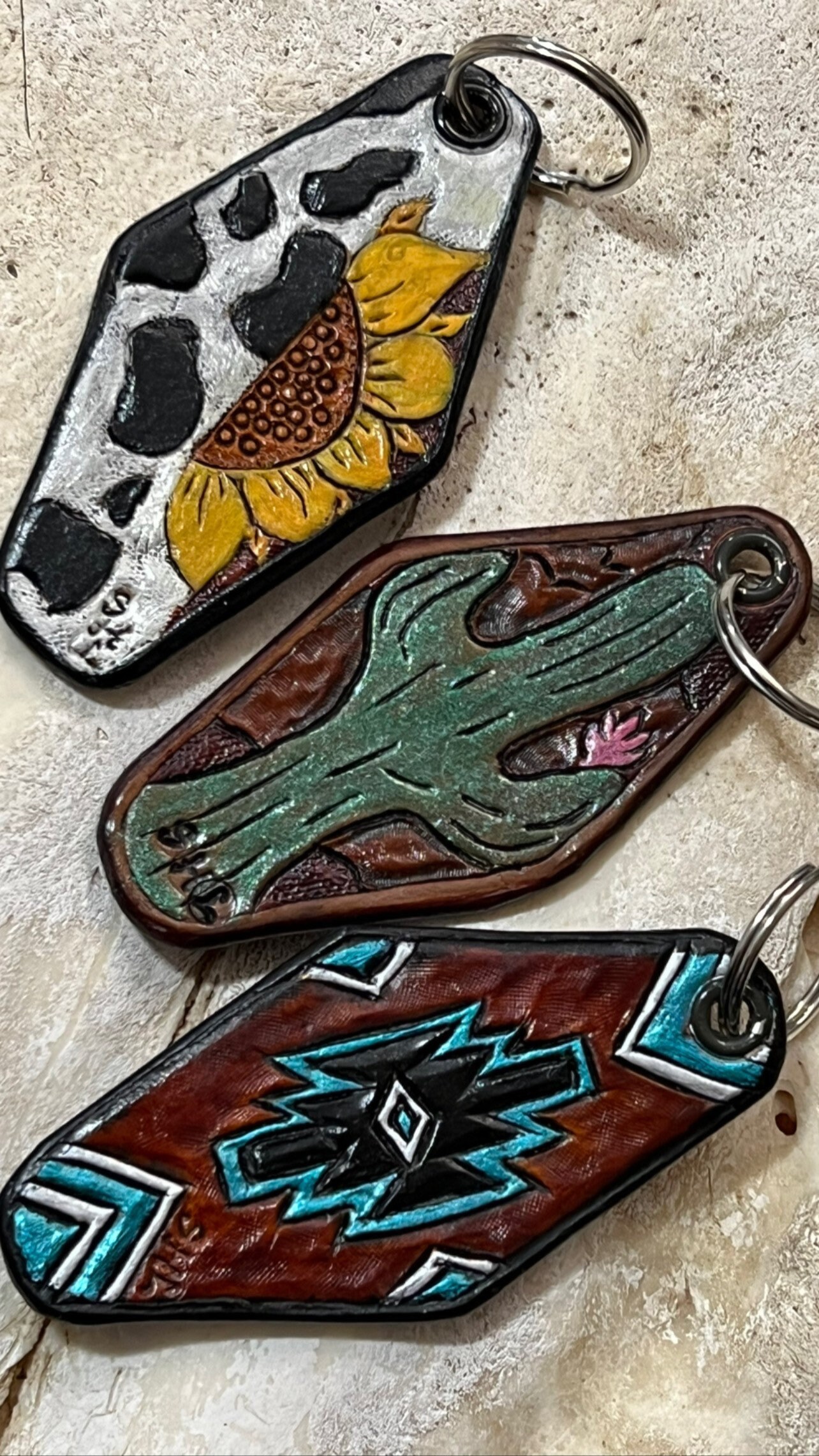 Hand Tooled Leather Keychain Etsy
