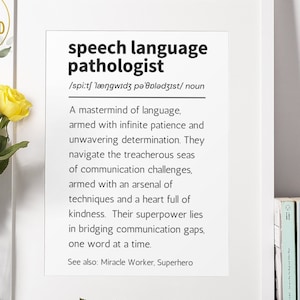 Speech Language Pathologist Definition Print, Speech Language Therapist Gift, SLP Definition, Speech Pathology Decor Speech Pathologist Gift