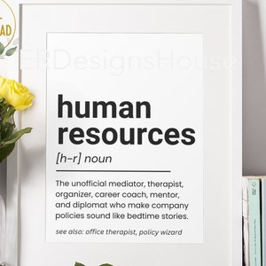 Human Resources Definition Print, Human Resources Office Decor, Human Resources Posters, HR Poster, Human Resources Art, Definition Poster