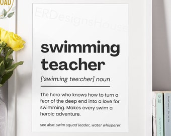 Swimming Teacher Definition Print, Swimming Teacher Gifts, Swim Instructor Definition, Thank you Swimming Teacher, Swimming Coach Gift