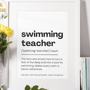 Schwimmlehrer Definition Print, Schwimmlehrer Geschenke, Schwimmlehrer Definition, Danke Schwimmlehrer, Schwimmtrainer Geschenk