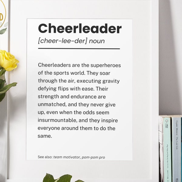 Cheerleader Definition Print, Cheerleader Printable, Cheerleader Gifts, Cheerleading Decor, Cheerleading Gifts, Cheerleader Decor Girls Team