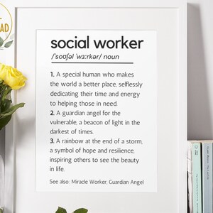 Social Worker Definition Print, Gifts for Social Worker, Social Worker Graduation Gift, Social Worker Office Decor, Social Worker Poster