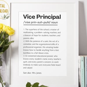 Vice Principal Definition Print, Vice Principal Gift, Assistant Principal Gift, Custom Principal Gift, Personalized School Principal Gift